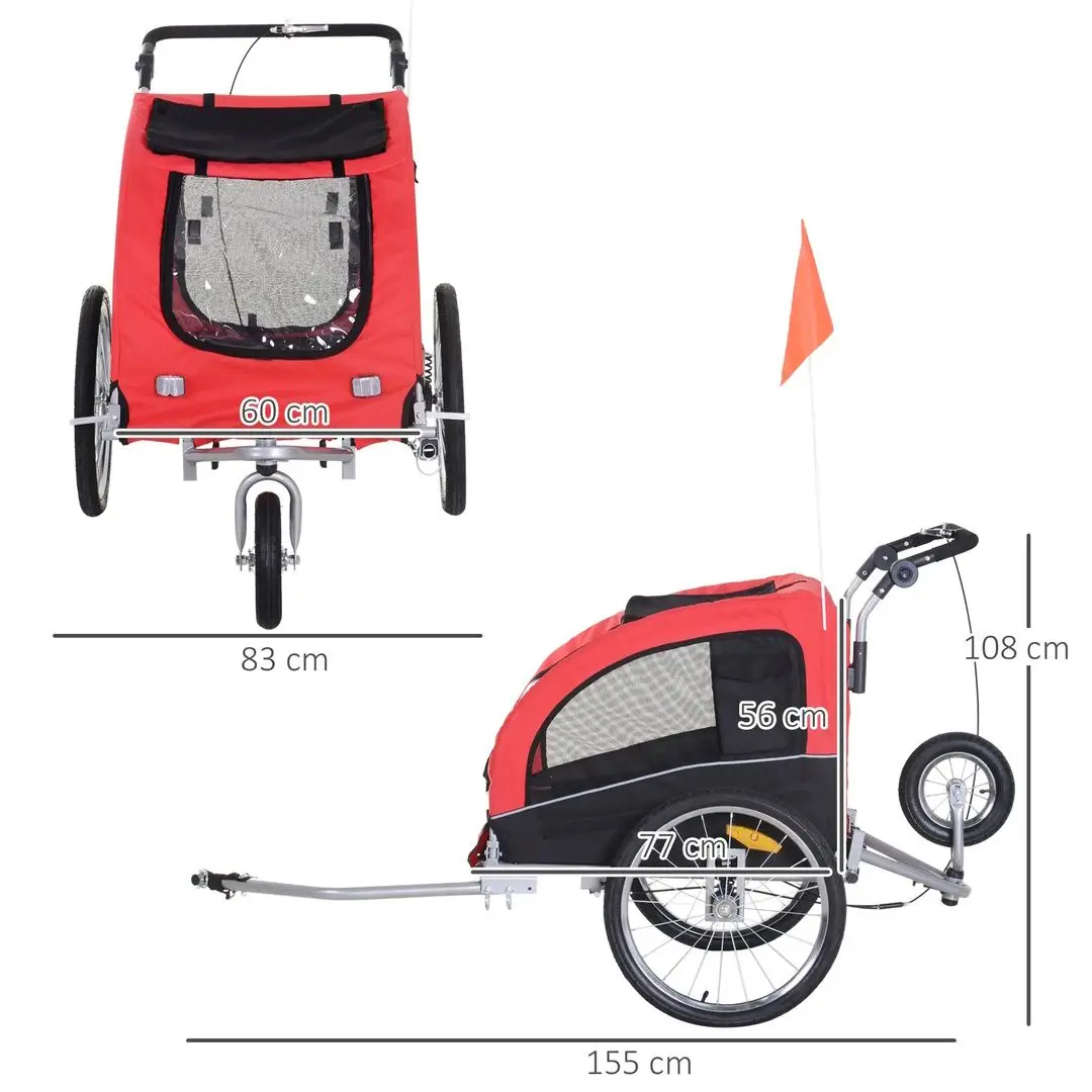 Remorca de bicicleta pentru animale Homcom 5663-1289 (Red)