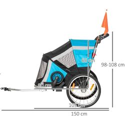 Прицеп велосипедный 2в1 PawHut D00-142LB (Black/Blue) Thumb