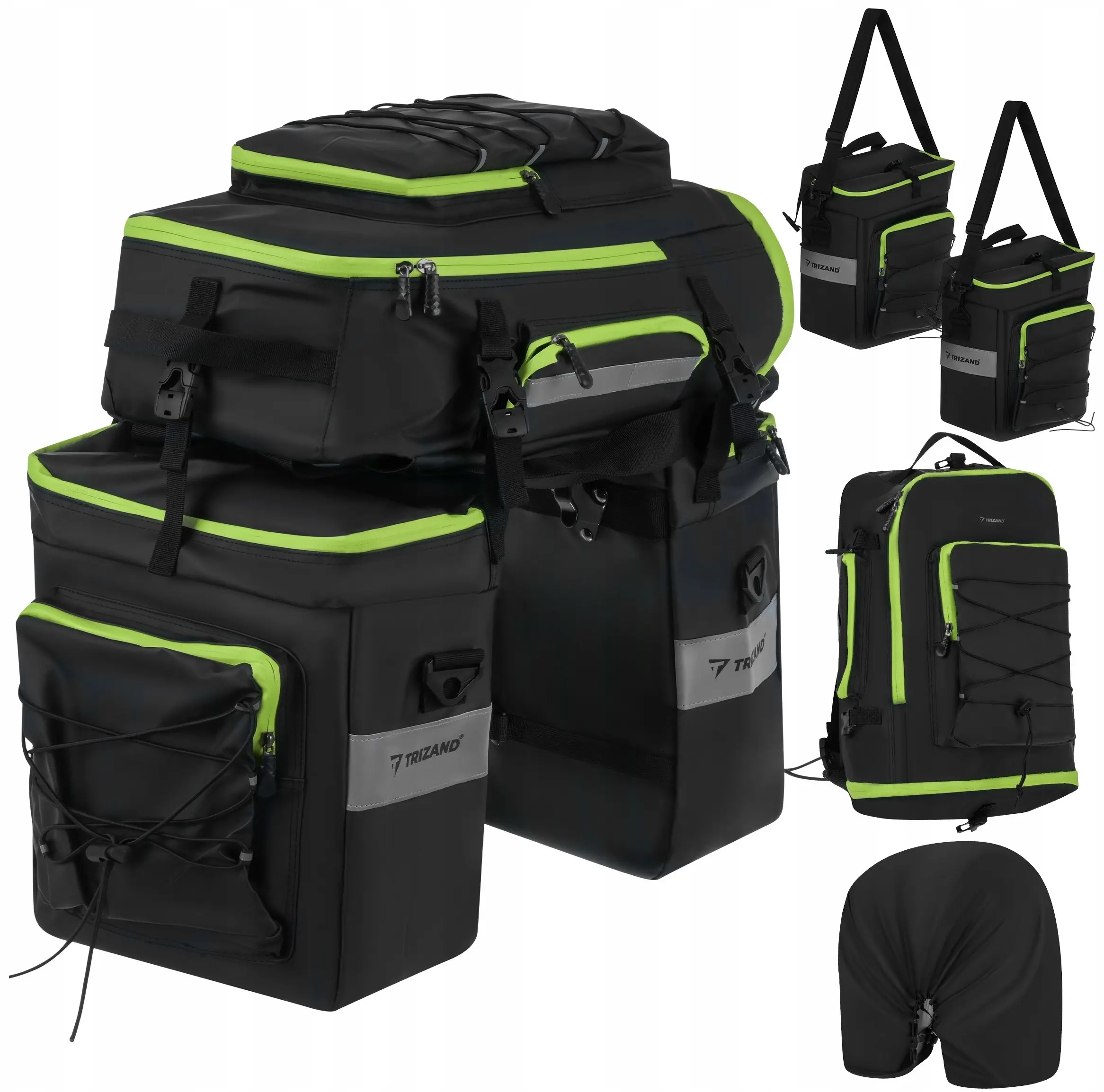 Geanta pentru bicicleta Trizand Freestyle 53L (Black/Green) - 2