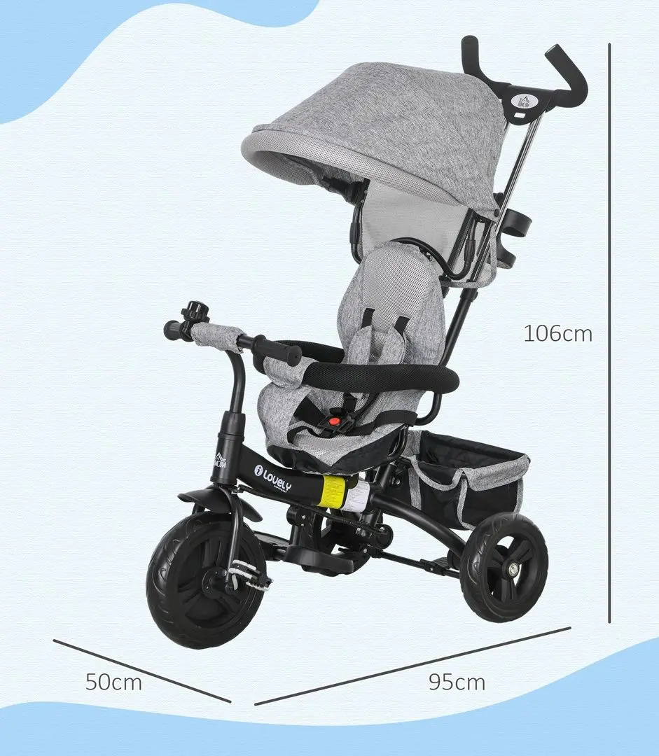 Tricicleta 6in1 Homcom 370-026V00GY (Grey)