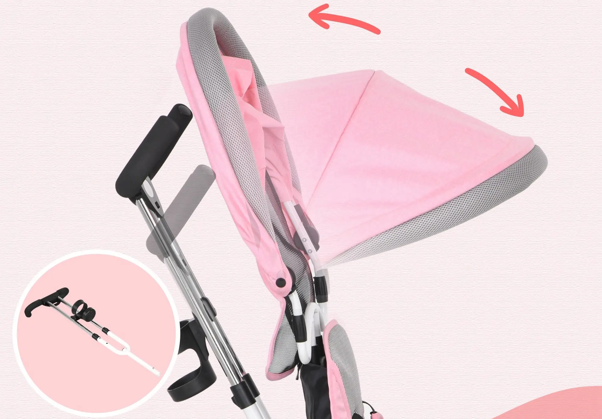 Tricicleta Homcom 370-026V00PK (Pink/White) - 4