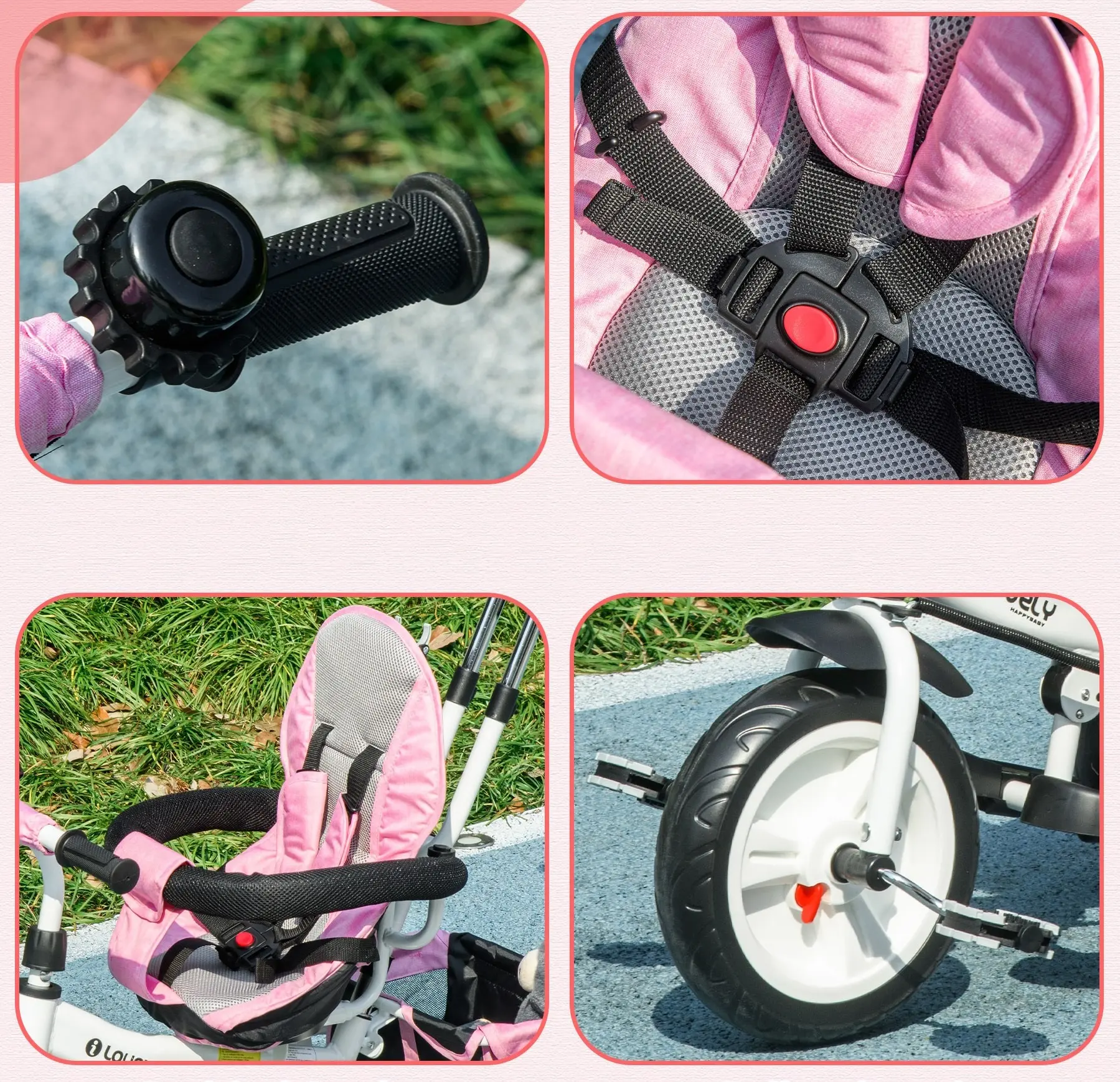 Tricicleta Homcom 370-026V00PK (Pink/White) - 6