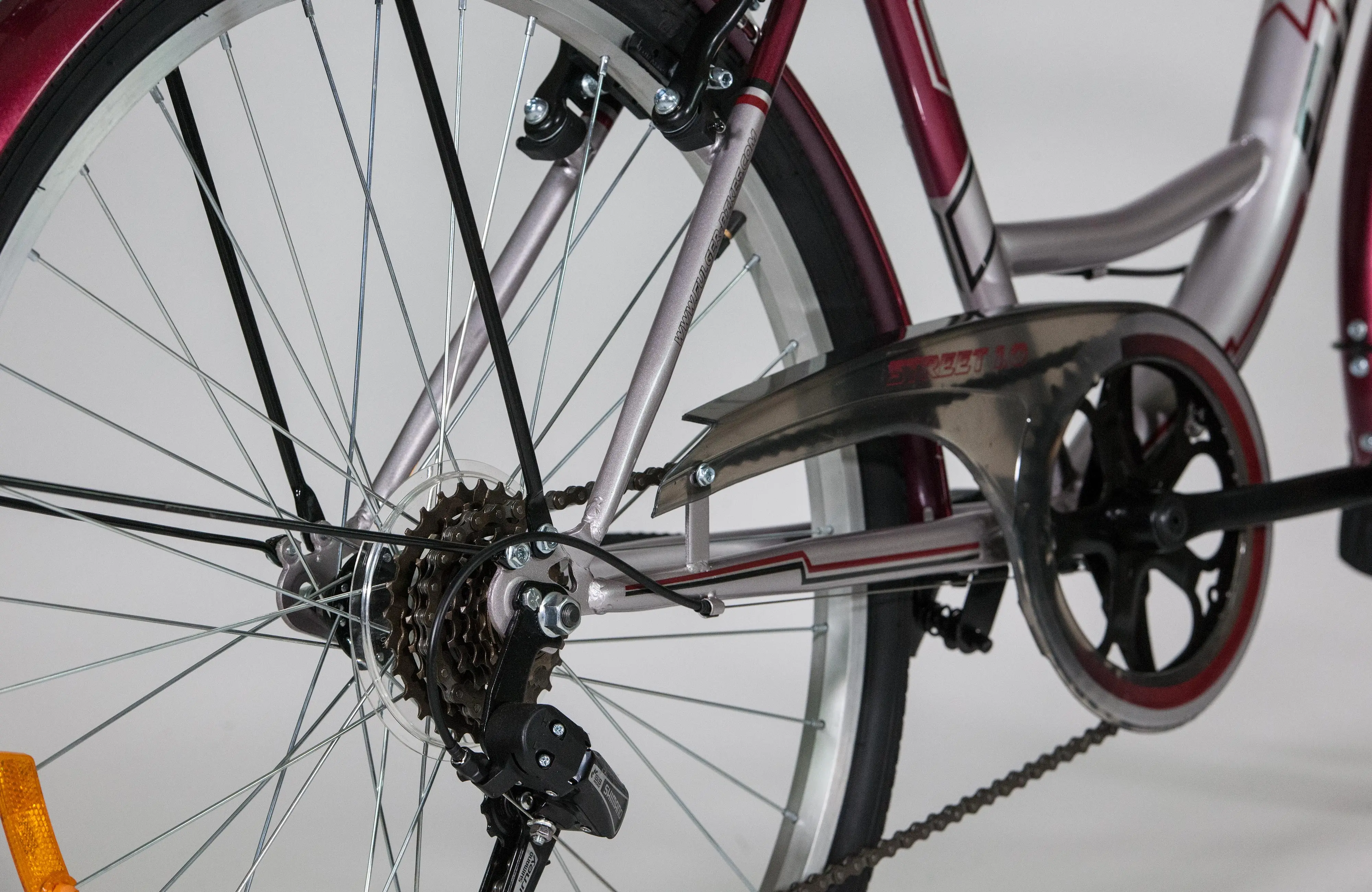 Bicicleta Fulger Street 1.0 26 (Silver/Burgundy/Black) - 5