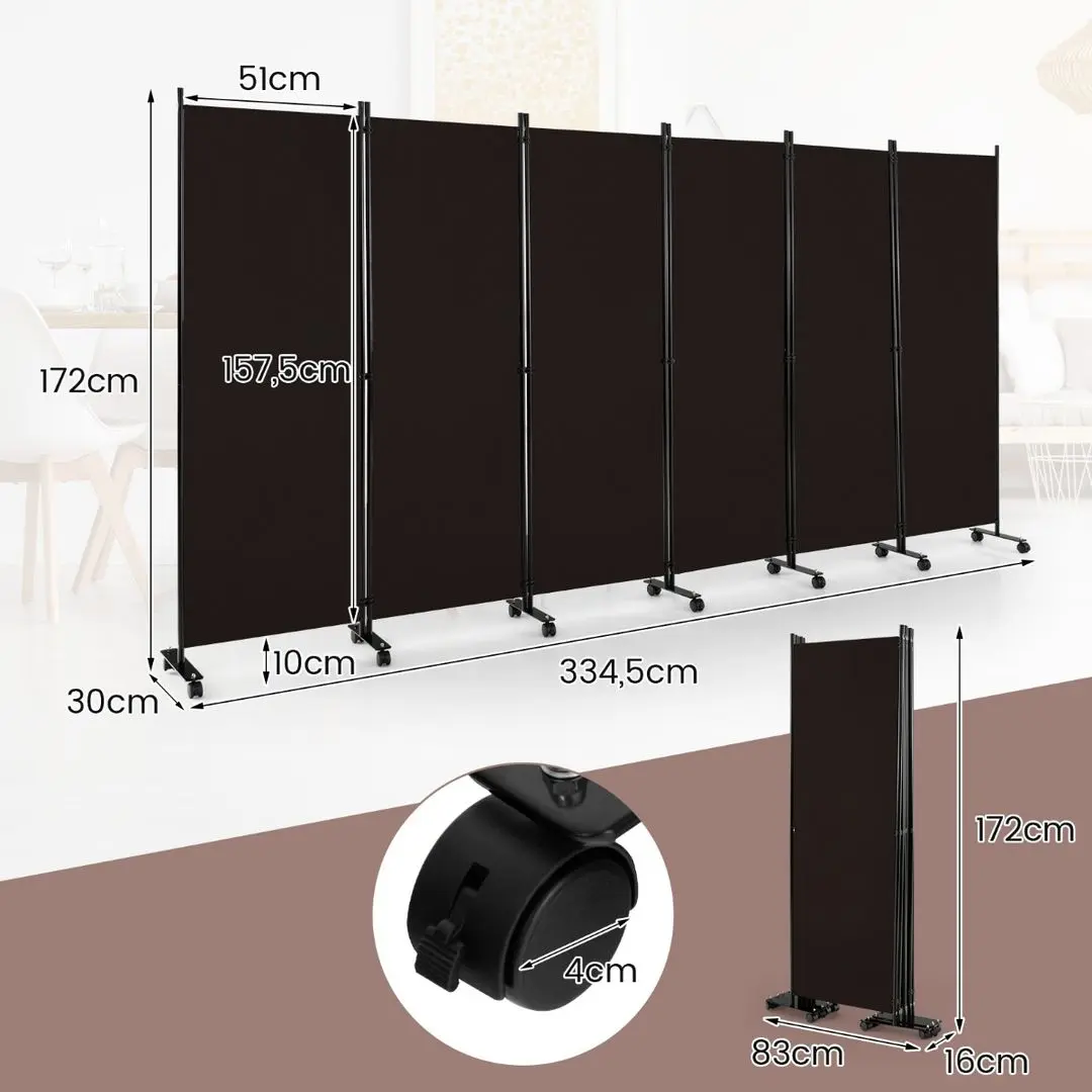 Ширма для комнаты Costway JV10725CF (Brown) - 5
