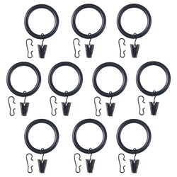 Set inele perdea Ikea Syrlig cu clips si carlig 38mm (Negru)