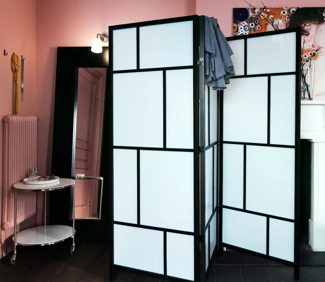 Paravan de camera Ikea Risor 216x185 (Alb/Negru)