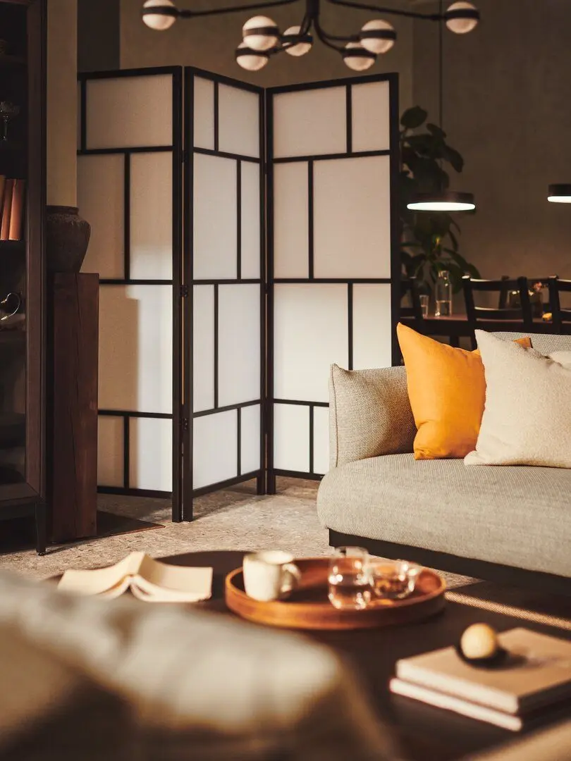 Paravan de camera Ikea Risor 216x185 (Alb/Negru)