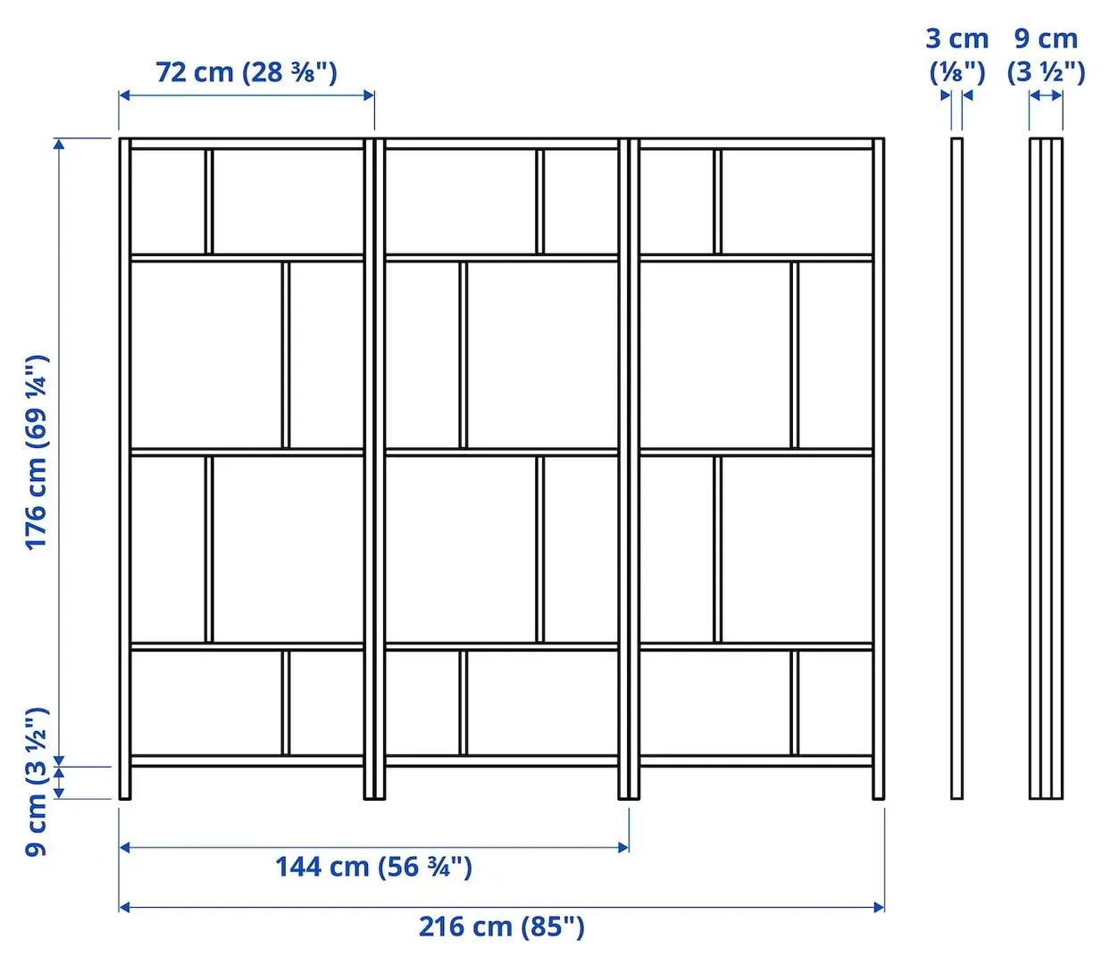 Paravan de camera Ikea Risor 216x185 (Alb/Negru)