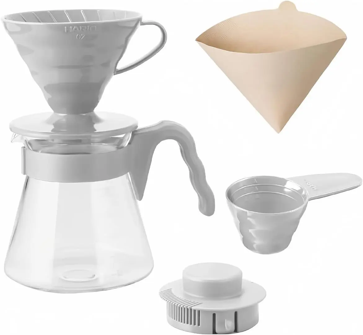 Ibric de cafea Hario V60 VCSD-02-PGR (Transparent/White)