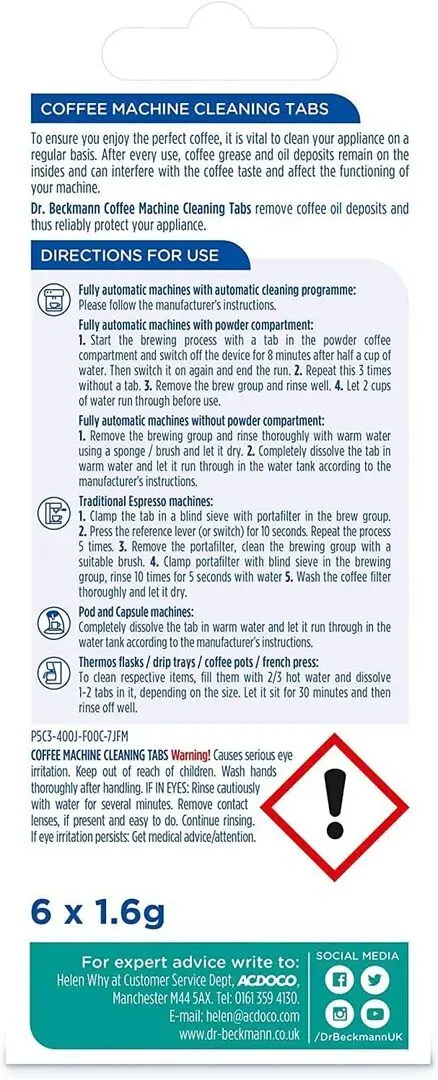 Tablete de curatat cafetiera Dr. Beckmann Coffe Clean Tabs x6