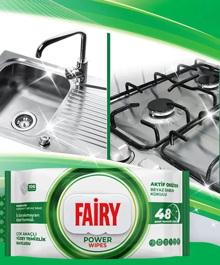 Универсальные влажные салфетки для уборки Fairy Power Wipes 100pcs