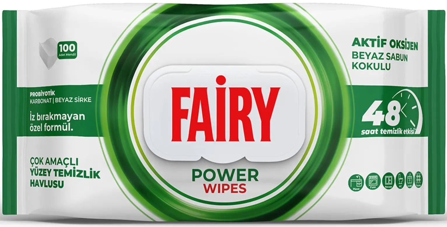 Универсальные влажные салфетки для уборки Fairy Power Wipes 100pcs