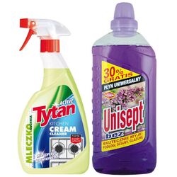Set de curățare pentru bucatarie Tytan Cream Cleaner Kitchen 500ml + Unisept Bez 1L