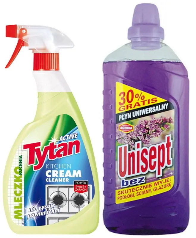 Комплект чистящих средств для кухни Tytan Cream Cleaner Kitchen 500ml + Unisept Bez 1L