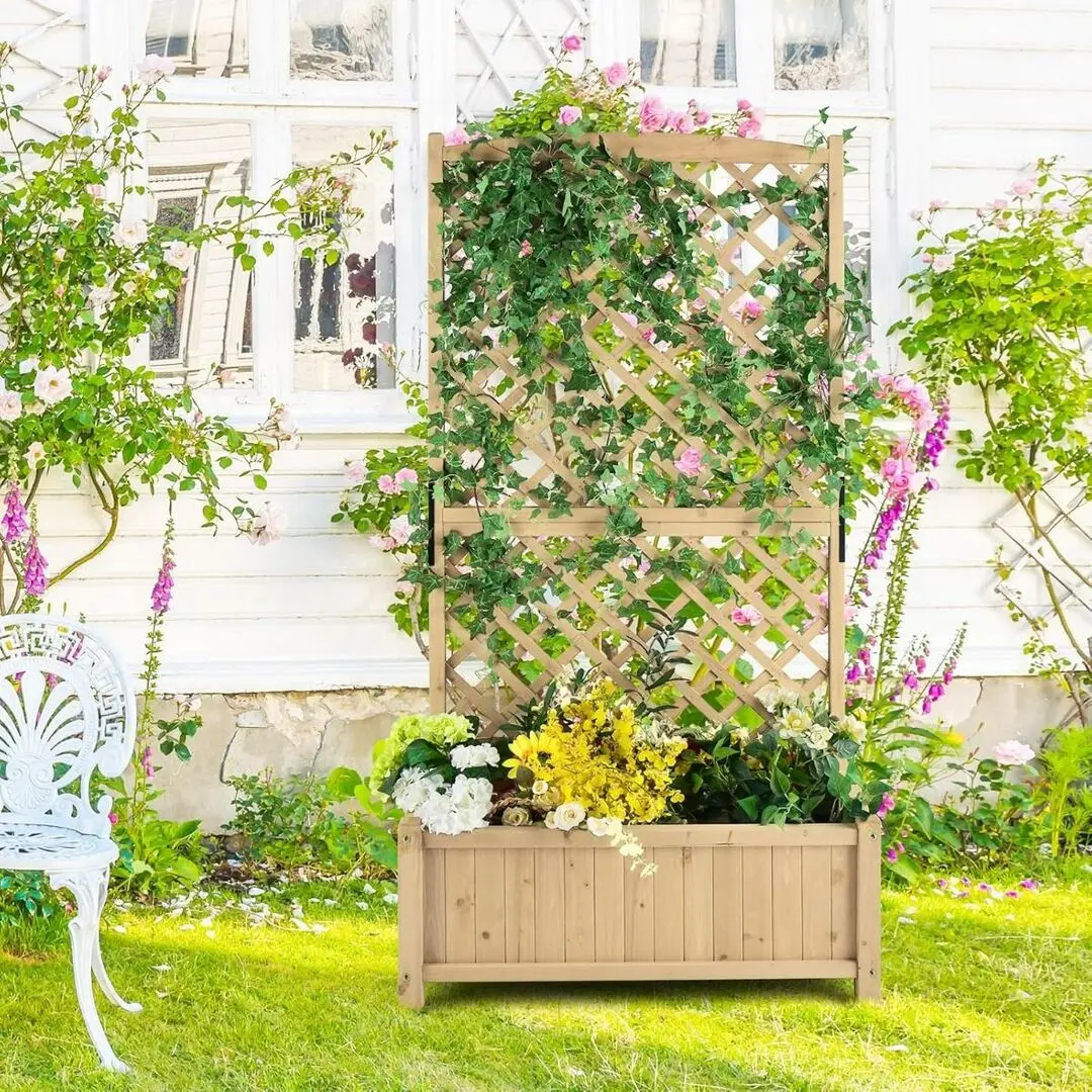 Jardiniera de flori + spalier Costway GT3923NA (Natural) - 4