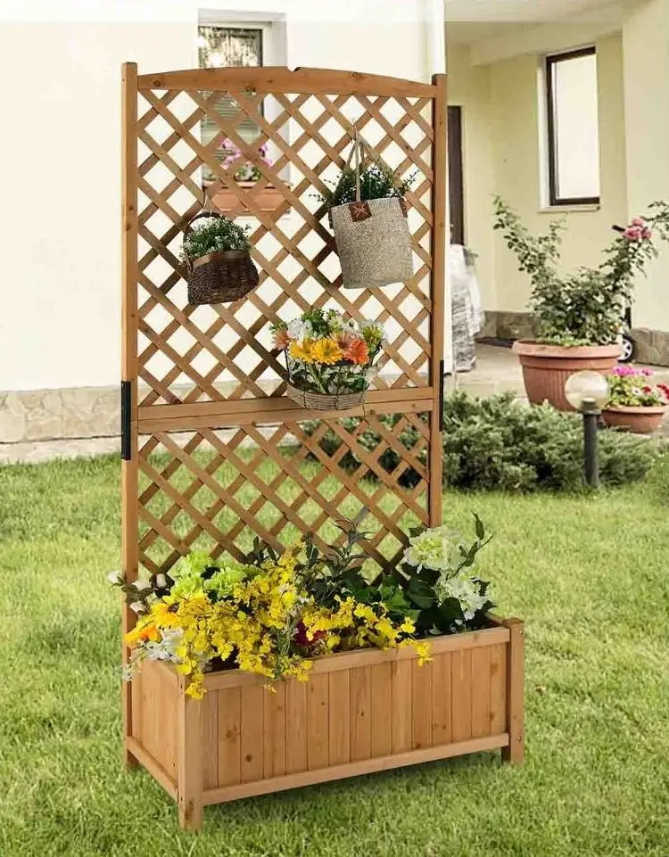 Jardiniera de flori + spalier Costway GT3923OR (Wood) - 5