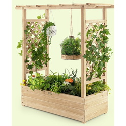 Цветочный ящик + шпалера Costway GT3926NA (Natural) Thumb