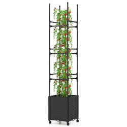 Jardiniera de flori + spalier Costway GT4166BK (Black)