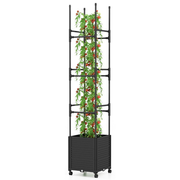 Jardiniera de flori + spalier Costway GT4166BK (Black)