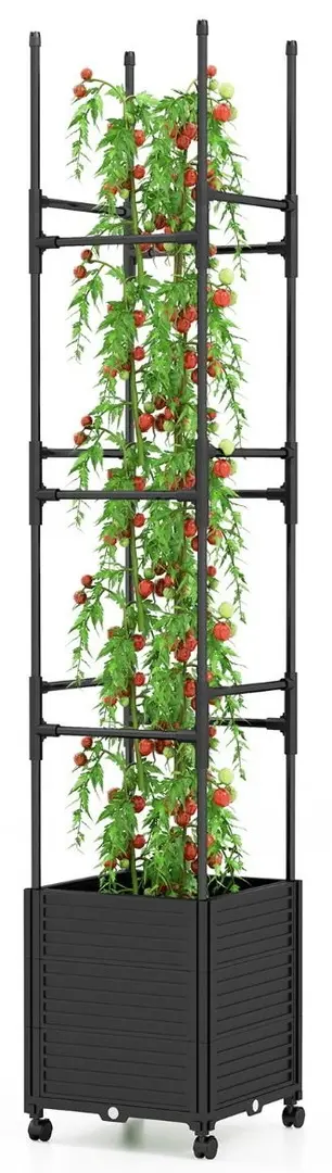 Jardiniera de flori + spalier Costway GT4166BK (Black)