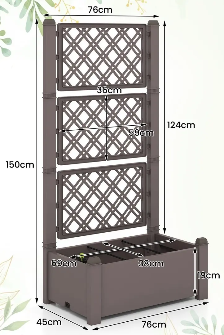 Цветочный ящик + шпалера Costway GT4185CF (Brown) - 2