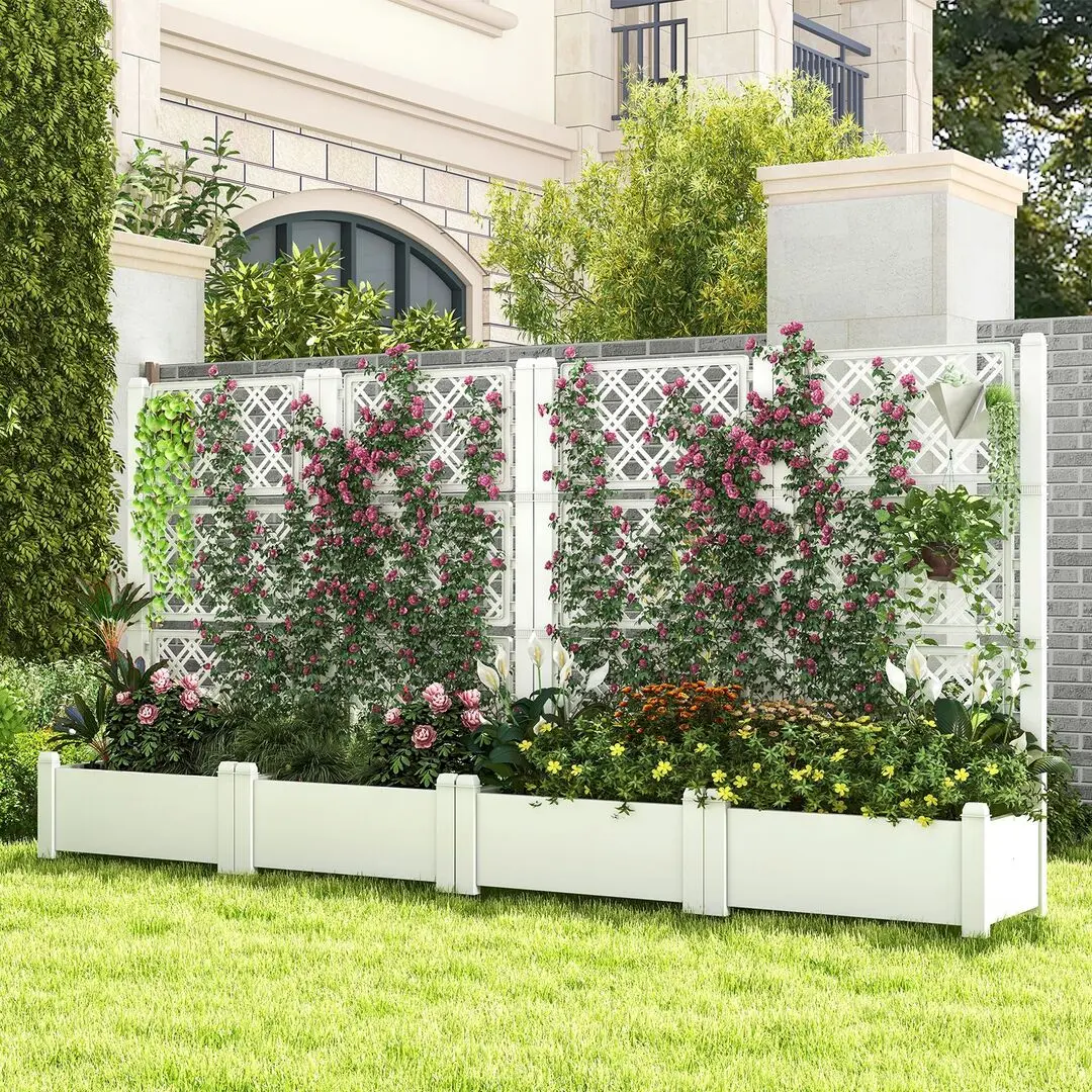 Jardiniera de flori + spalier Costway GT4185WH (White)