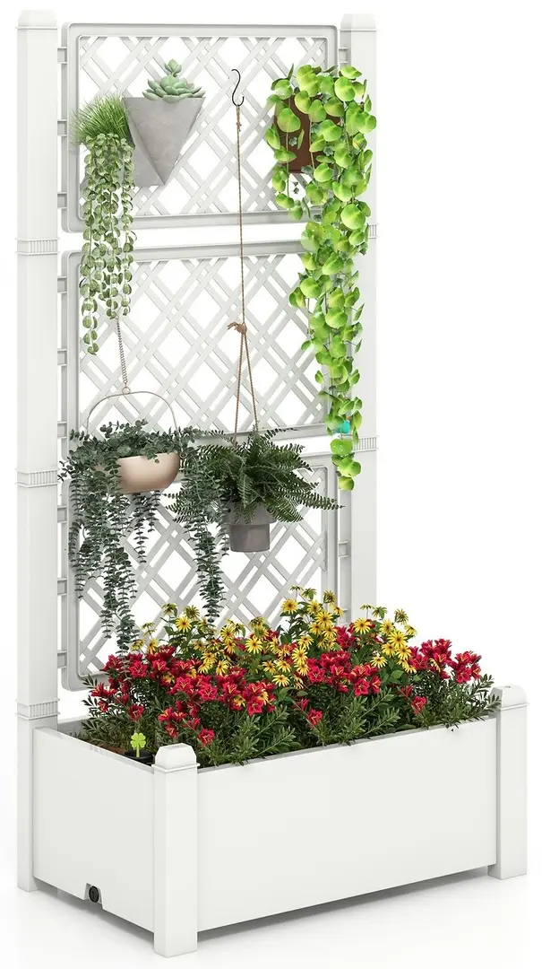 Jardiniera de flori + spalier Costway GT4185WH (White)