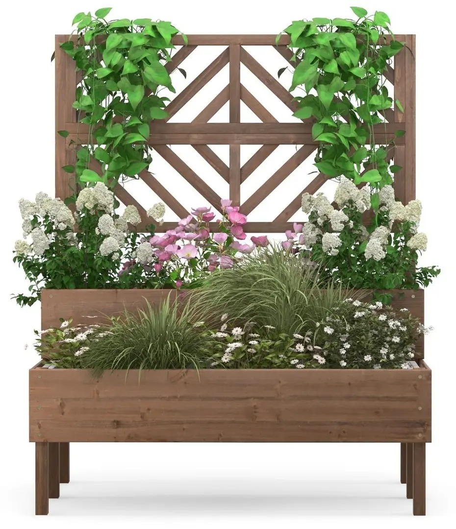 Jardiniera de flori + spalier Costway GT4265CF (Brown)