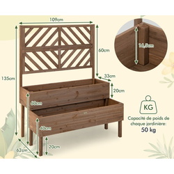 Jardiniera de flori + spalier Costway GT4265CF (Brown) Thumb