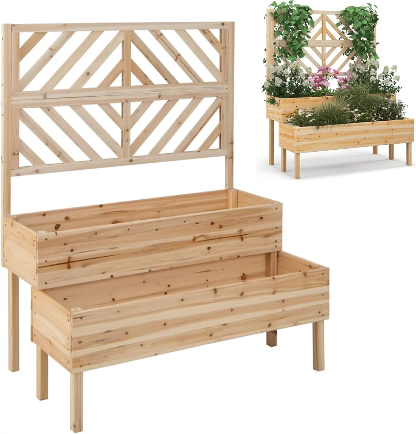 Jardiniera de flori + spalier Costway GT4265NA (Natural)
