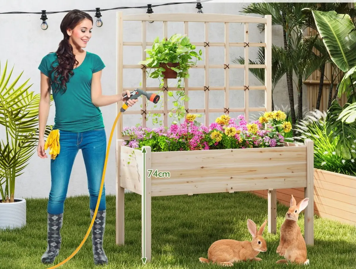 Jardiniera de flori + spalier Costway GT4342NA (Natural)