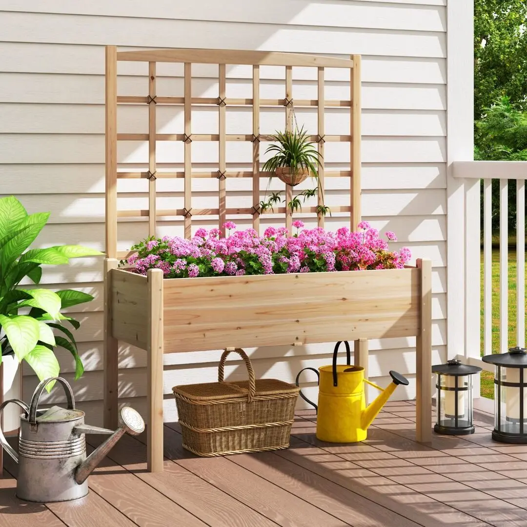 Jardiniera de flori + spalier Costway GT4342NA (Natural)