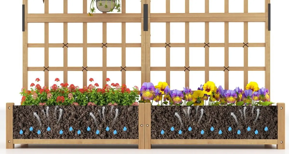 Цветочный ящик + шпалера Costway GT4347OR (Natural) - 2