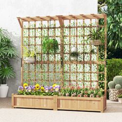 Цветочный ящик + шпалера Costway GT4347OR (Natural) Thumb