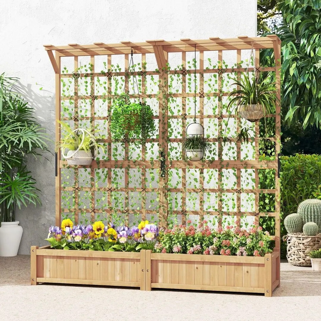 Цветочный ящик + шпалера Costway GT4347OR (Natural) - 3