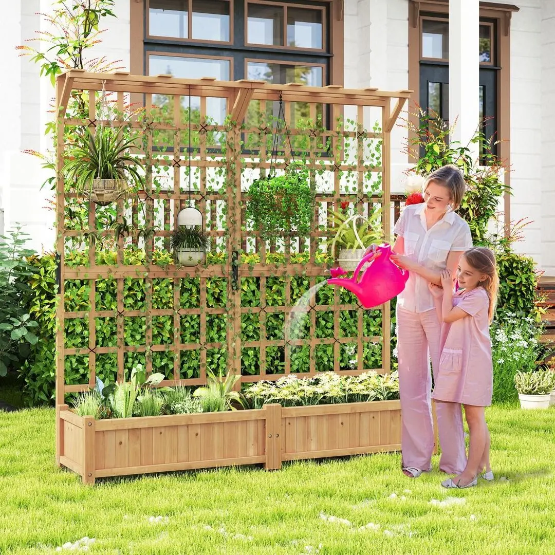 Цветочный ящик + шпалера Costway GT4347OR (Natural) - 4