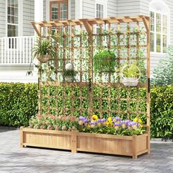 Цветочный ящик + шпалера Costway GT4347OR (Natural) Thumb