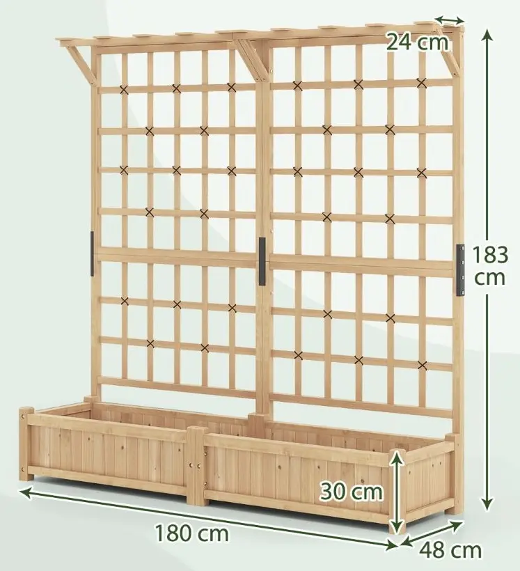 Цветочный ящик + шпалера Costway GT4347OR (Natural) - 6