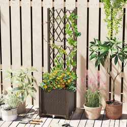 Цветочный ящик + шпалера Costway GT4393CF (Coffee) Thumb