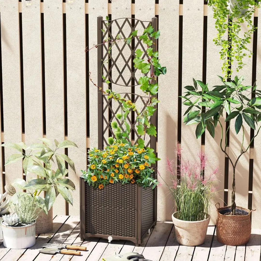 Цветочный ящик + шпалера Costway GT4393CF (Coffee) - 2