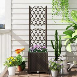 Цветочный ящик + шпалера Costway GT4393CF (Coffee) Thumb