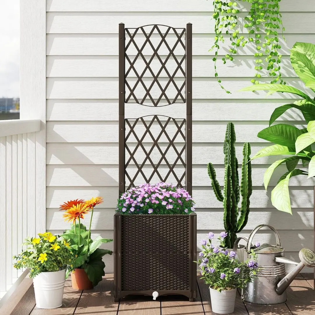 Цветочный ящик + шпалера Costway GT4393CF (Coffee) - 3