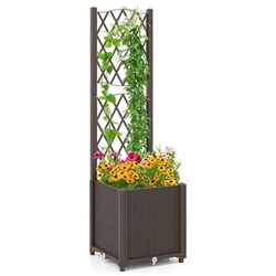 Jardiniera de flori + spalier Costway GT4393CF (Coffee)