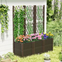 Цветочный ящик + шпалера Costway GT4393CF (Coffee) Thumb