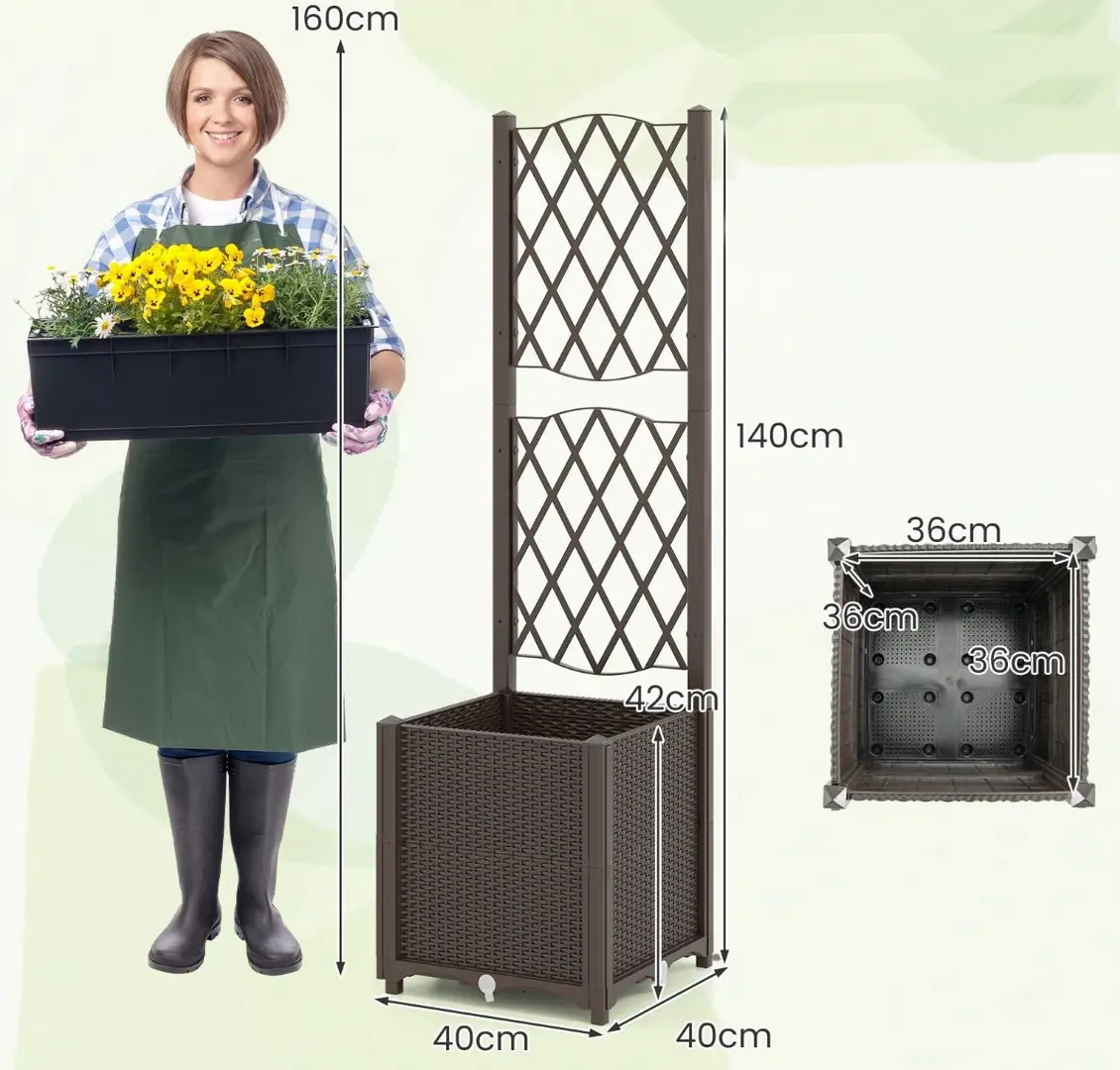 Цветочный ящик + шпалера Costway GT4393CF (Coffee) - 5
