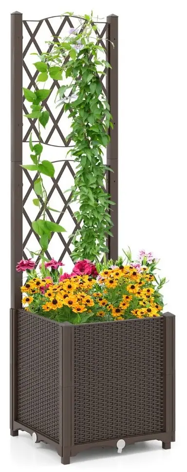Цветочный ящик + шпалера Costway GT4393CF (Coffee)