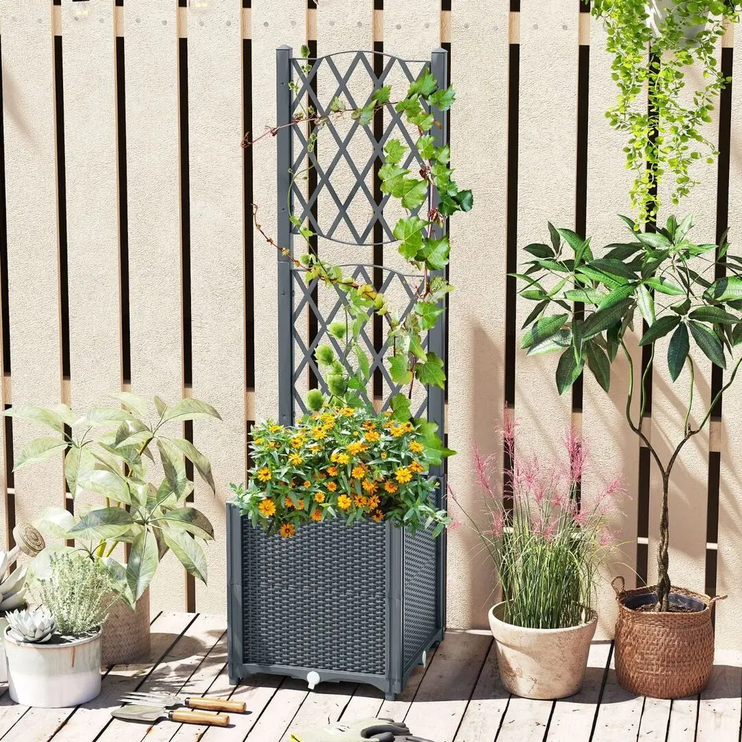 Jardiniera de flori + spalier Costway GT4393GR (Grey) - 2