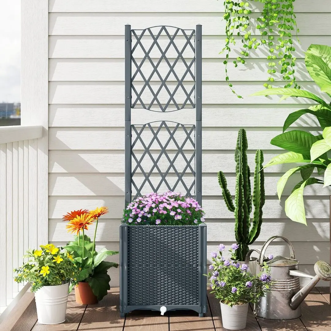 Jardiniera de flori + spalier Costway GT4393GR (Grey) - 3