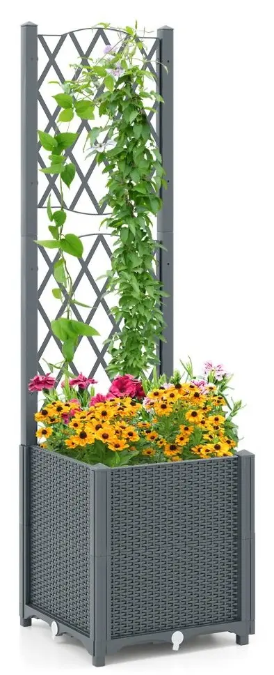 Jardiniera de flori + spalier Costway GT4393GR (Grey)