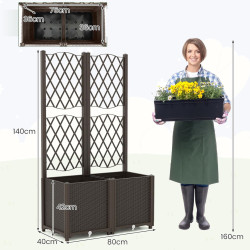 Jardiniera de flori + spalier Costway GT4394CF (Brown) Thumb
